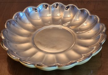 VINTAGE REED & BARTON Holiday Ceramic And Silver Plated Serving Platter Combo