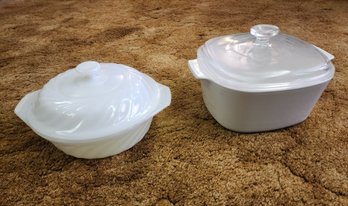 (2) Vintage Cookware Dishes With Lids