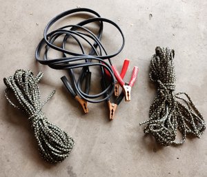 Set Of Jumper Cables And (2) Rope Selections