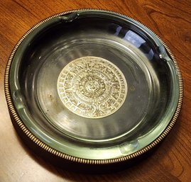 Vintage Mayan Sun Calendar Style Ashtray Set