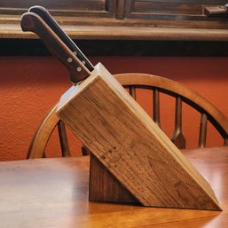 Vintage Knife Storage Block With (2) CRAFTSMAN Knives