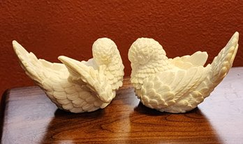 (2) Vintage Made In Italy Soapstone Bird Figures