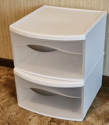 (2) STERLITE Stacking Plastic Storage Tote Drawers