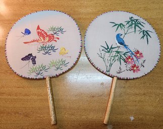 (2) Vintage Handpainted Fans