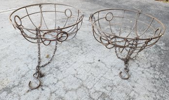 (2) Metal Outdoor Hanging Decor Baskets