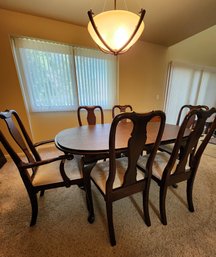 Vintage Wooden Kitchen Table Set With 6 Chairs And Pad