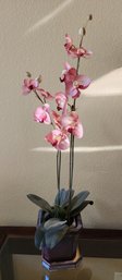 Artificial Orchid Floral Accent With Ceramic Vessel