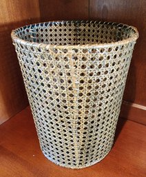 Vintage Woven Wicker Wastebasket