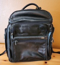 TUMI Black Leather Backpack