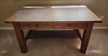 Vintage Mission Oak Style Library Table Desk