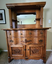 Antique Dresser With Mirror And Display Accents