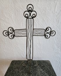 Home Decor Metal Cross Figure On Stand