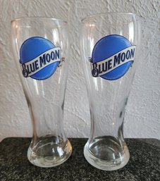 Pair Of BLUE MOON Red Rocks Pilsner Beer Serving Glasses