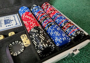 Vintage Poker Set With Cards And Hard Carry Case