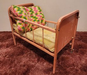 Vintage Pink Metal Baby Doll Bed