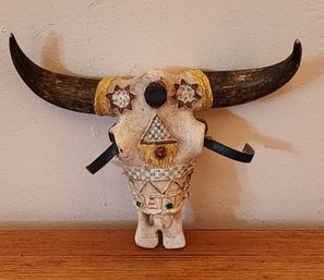 Vintage Hanging Longhorn Skull Accent Decor