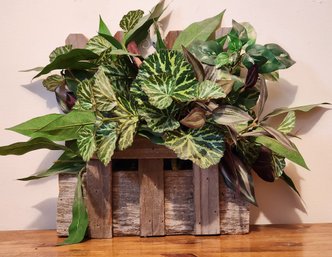 Artificial Ivy Plant In Wooden Crate Display Box