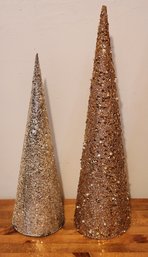 (2) Metal Cone Accent Holiday Decor Selections