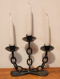 Vintage Metal Decorative Candlestick Holder With (3) Candles