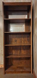 Vintage Wooden Bookcase With Mirror Section Accents