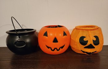 (3) Assorted Halloween Candy Buckets