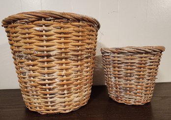 (2) Vintage Wicker Woven Baskets