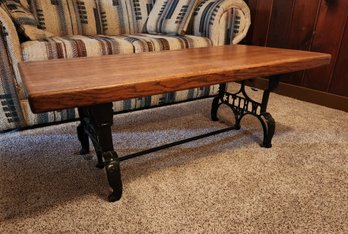 Handmade Vintage WHITE USA Sewing Machine Base Coffee Table