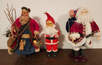 (3) Vintage Santa Claus Christmas Decor Figures