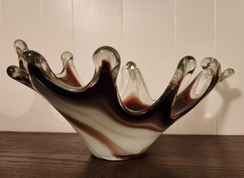 Vintage Abstract Art Glass Bowl