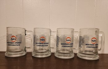 (4) WESTERN HYDRO Glass Mugs