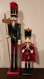 (2) Large Nutcracker Christmas Wooden Figures