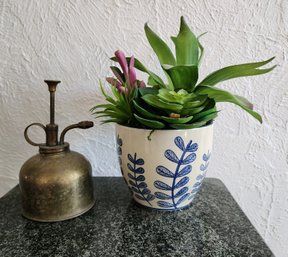 (2) Home Decor Selections - Sprayer And Artificial Plant With Pot