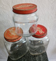 (3) Vintage SOLITARE Coffee Glass Jars