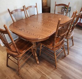 Vintage Wooden Table And (6) Chairs