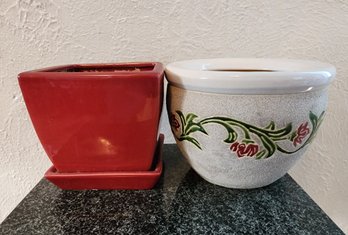 (2) Decorative Ceramic Flower Pots