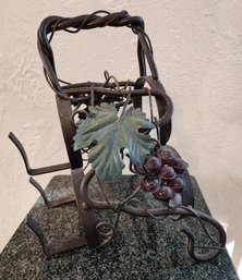 Metal Wine Rack With Faux Grape Accents