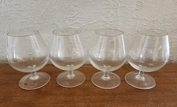 (4) Vintage Etched Glassware Selections