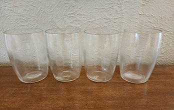 (4) Vintage Etched Glassware Selections