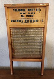 Vintage COLUMBUS WASHBOARD CO Hanging Wall Accent With Chalkboard Backing