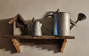 Hanging Wood Shelf With Novelty Decor Items