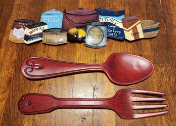 LARGE Fork And Spoon Wall Accents With Metal Decorative Accent