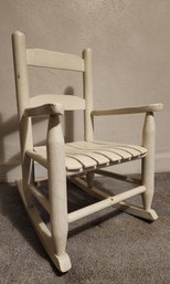 Vintage White Wooden Children's Rocking Chair