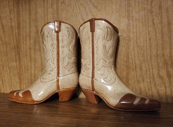 Vintage Pair Of Decorative Ceramic Boots