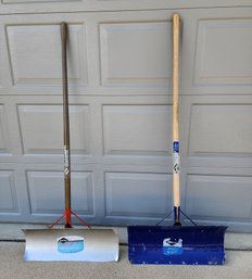 (2) Vintage Metal Base Snow Shovels