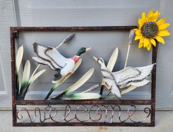 Decorative Metal WELCOME Sign With Duck Theme