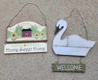 (2) Hanging Wooden Home Decor Sign