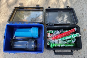 (2) Scuba Supply Dry Boxes With Assorted Accessories