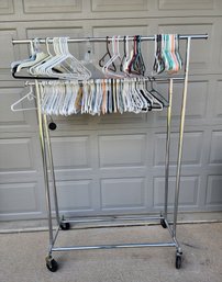 Metal Rolling Wardrobe Organizer With Hangers