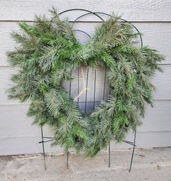 Large Heart Shaped Wreath Garden Stake Decor