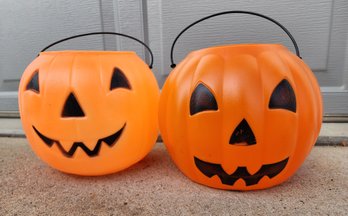 (2) Pumpkin Halloween Trick Or Treat Containers